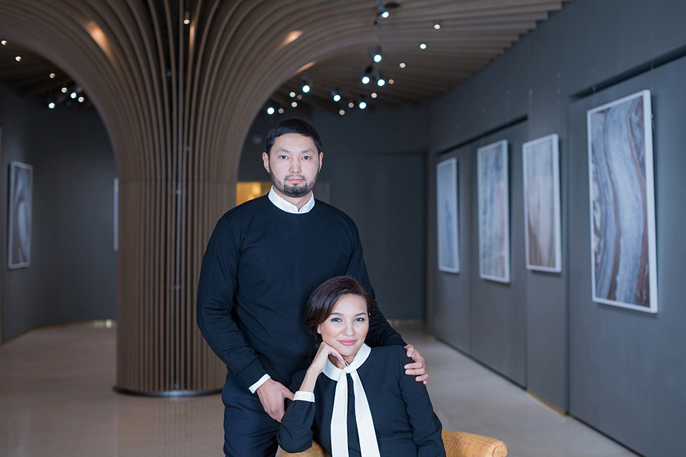 Kenes Rakishev with his wife Aselle Tasmagambetova